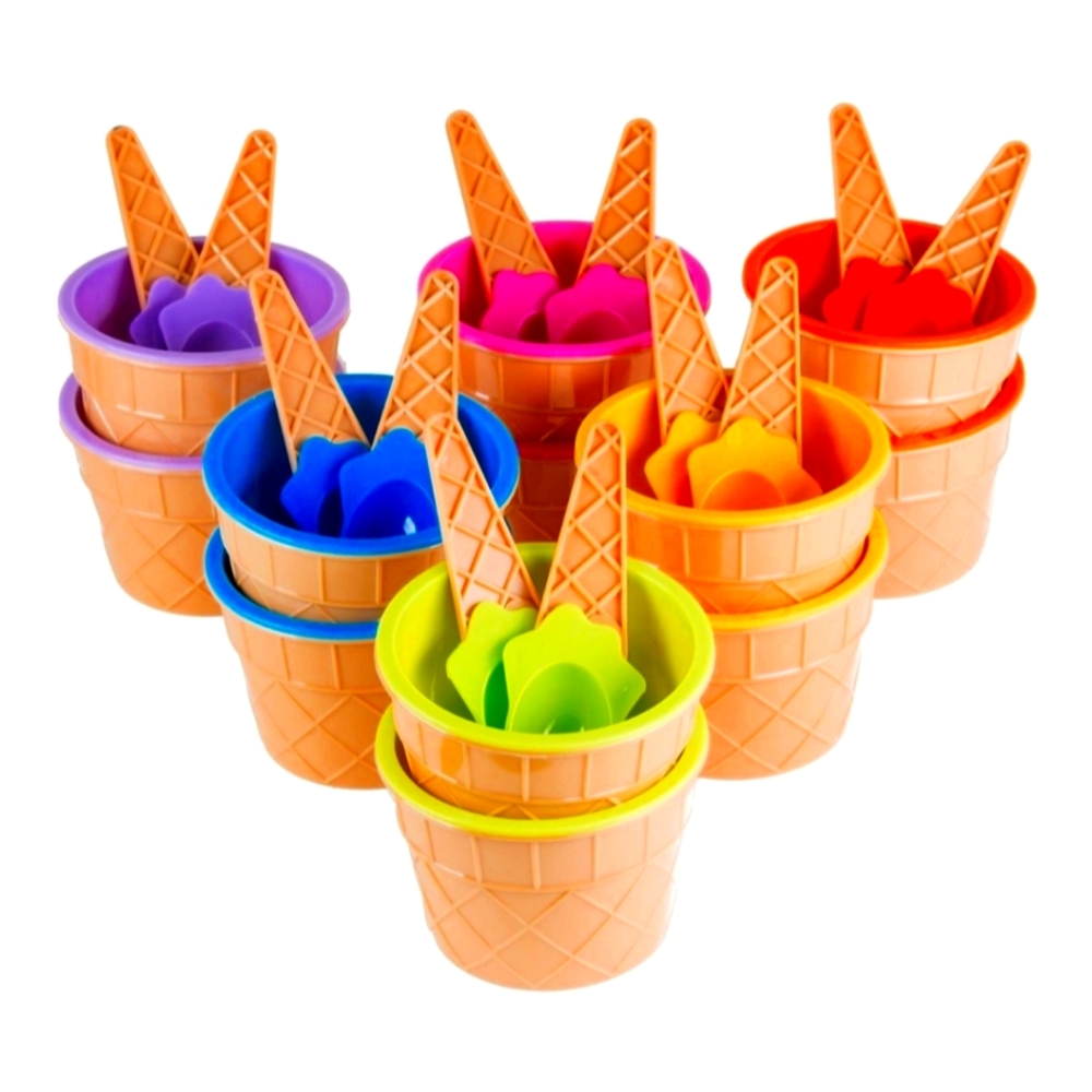 24 ice cream bowls with spoons for ice cream social